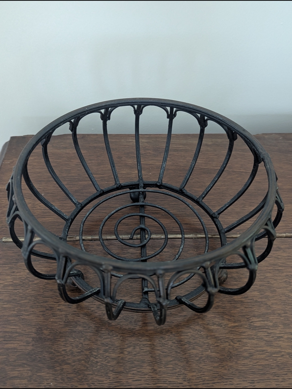 Wrought Iron Footed Basket Scroll Detail 9" - Picture 2 of 7